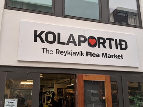 A picture of the entrance to Kolaportiið - the Reykjavik Flea Market