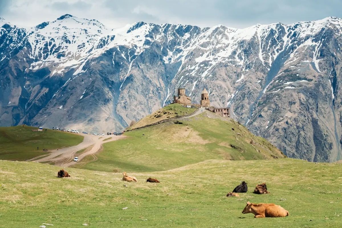 Gergeti trinity church. Kazbegi region