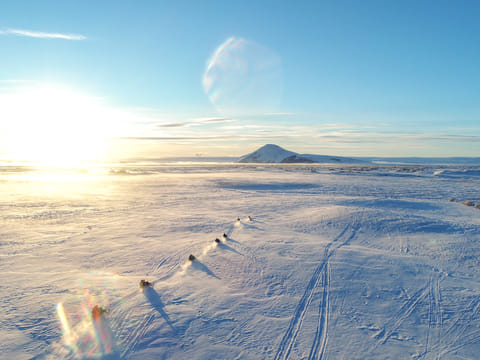 Snowmobile on the frozen lake Mývatn