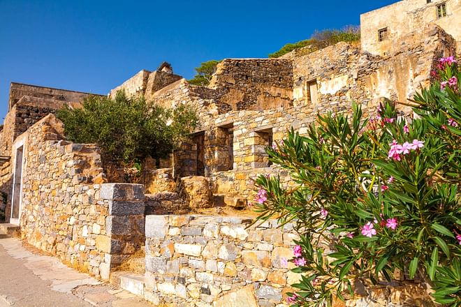 Crete - Island of Spinalonga ruins close up