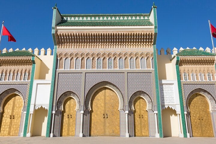 Royal Palace of Fez (Dar Al Makhzen), famous for its monumental golden gates and refined Moroccan architecture, emblem of the historic heritage of the city.