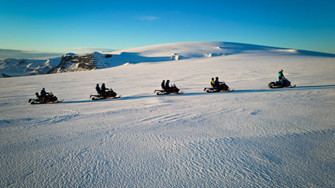 Langjökull snowmobile: meet at the glacier or pickup?