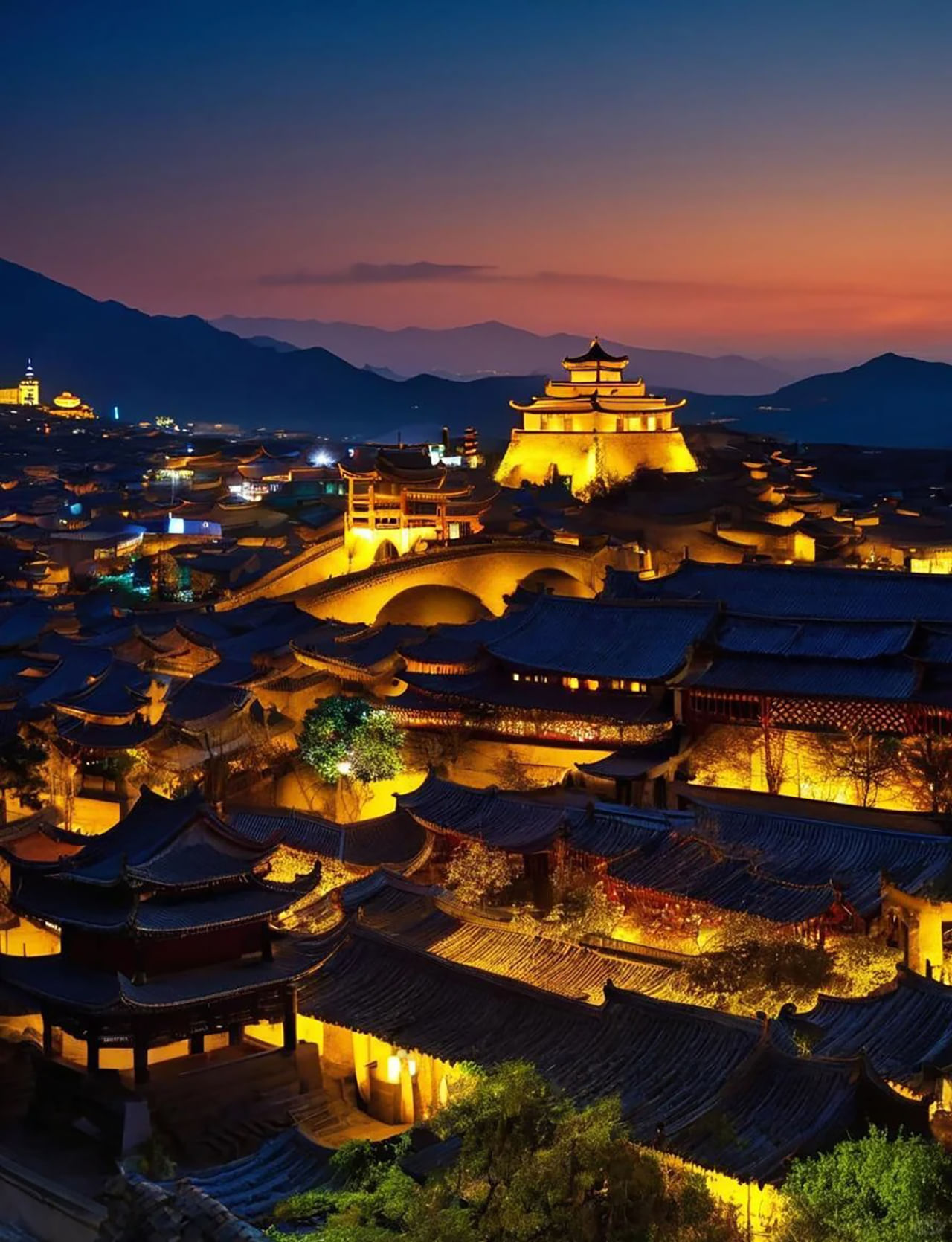 Ancient city at night