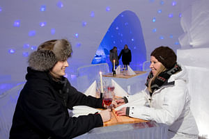 Lainio Snow village, dinner in ice restaurant