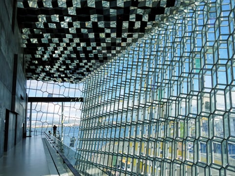 A picture from inside the Harpa Concert Hall in Reykjavik