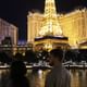 Overlooking the Bellagio Fountains and Paris at night