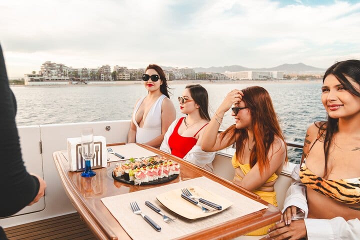 Dine on delicious Mexican food and enjoy the premium open bar while cruising the Cabo coastline on your private yacht adventure!
