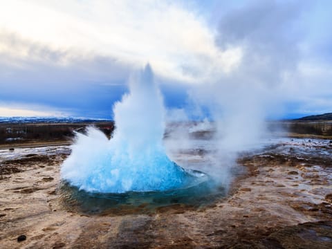 Strokkur spouting hot spring at Geysir area