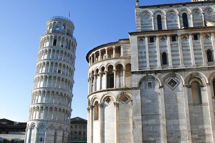 Close-up of Pisa's Cathedral and the Leaning Tower