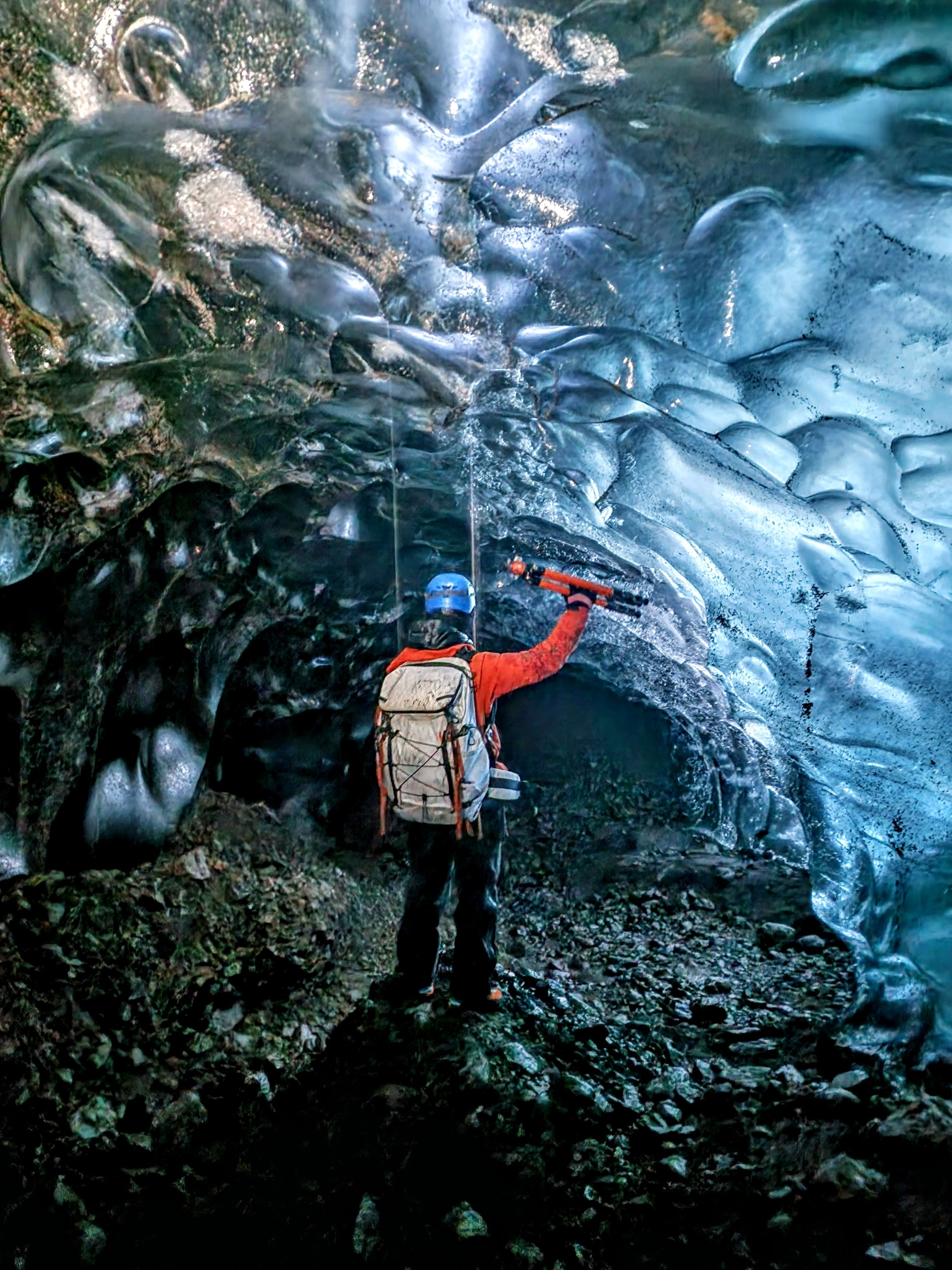 Photographer in the Sparkle Ice cave