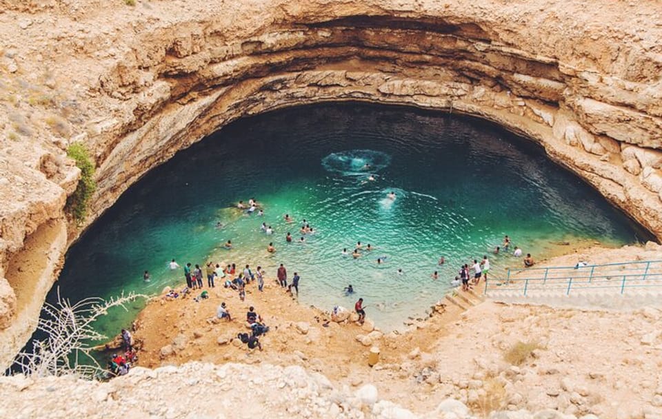 Adventure Day Trip to Wadi Shab and Bimmah Sinkhole from Muscat
