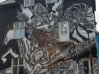 A graffiti art piece in downtown Reykjavik inspired by Óður til móður (Ode to mother), an Icelandic song