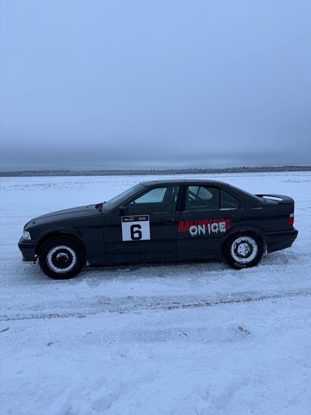 Driving a rally car on an ice track 1h . 3