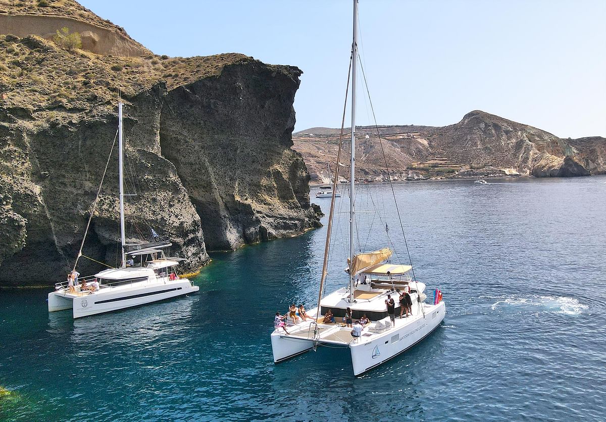 Santorini Catamaran Cruise: Swim, BBQ Lunch & Stunning Caldera Views