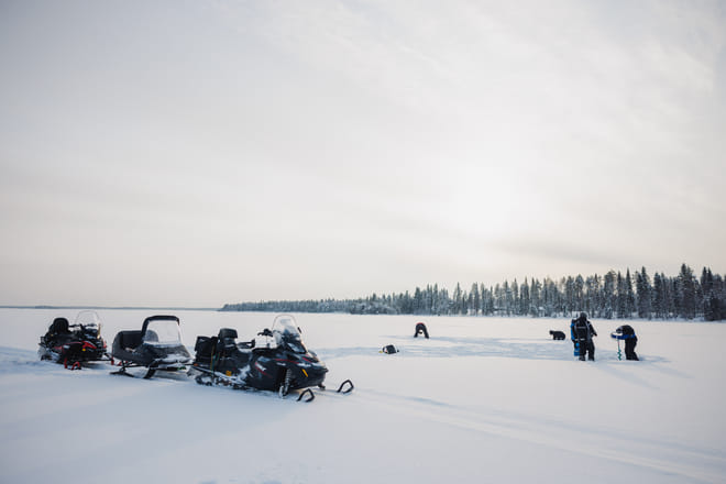 Ice Fishing and Snowmobile Safari Combo in Lapland 2