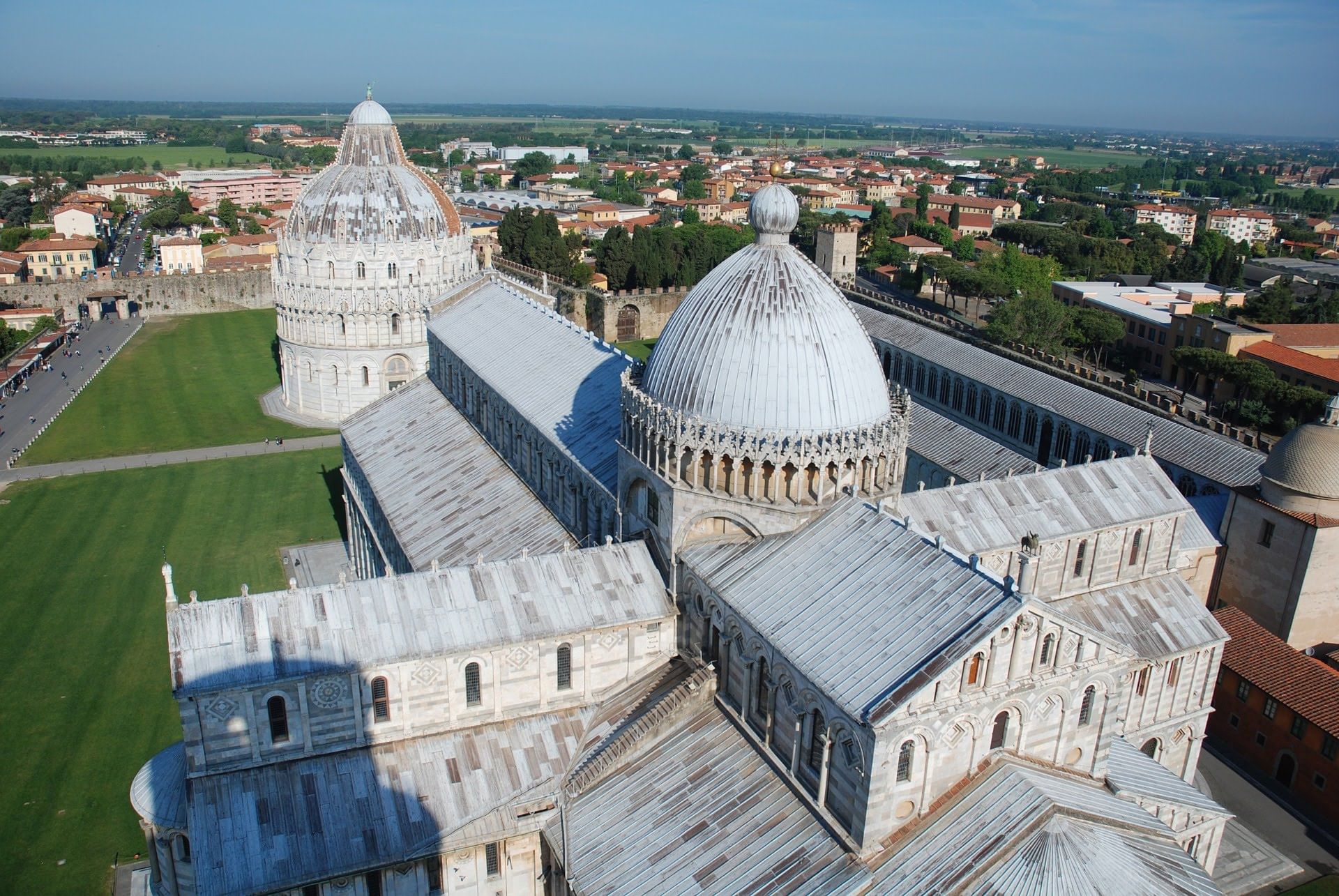 Aerial view of Pisa's Cathedral and Baptistery