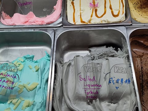 A picture of black, liquorice flavoured Ice Cream.
