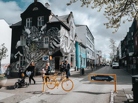 A decorated building in downtown Reykjavik