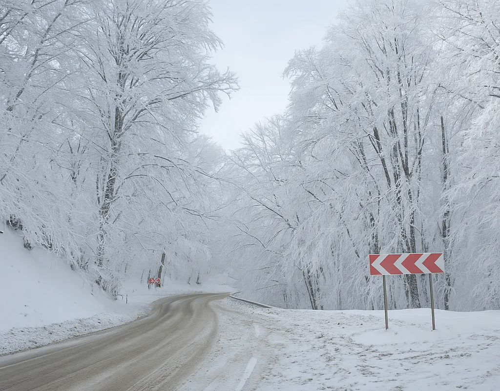 Sabaduri forest Winter road