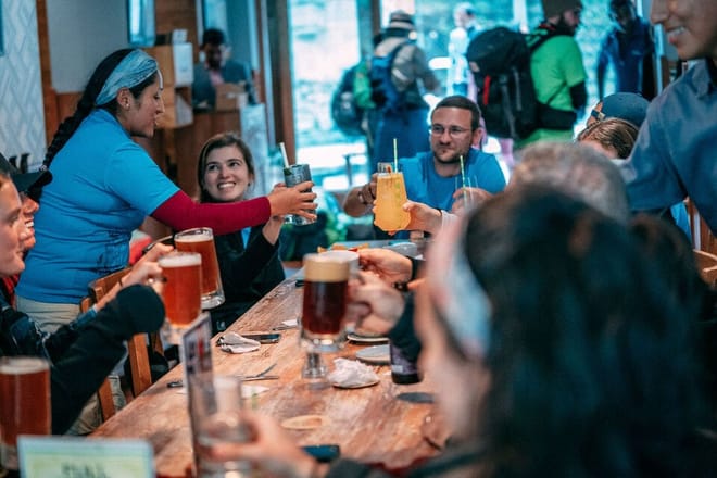 Inca Trail hikers at final Lunch