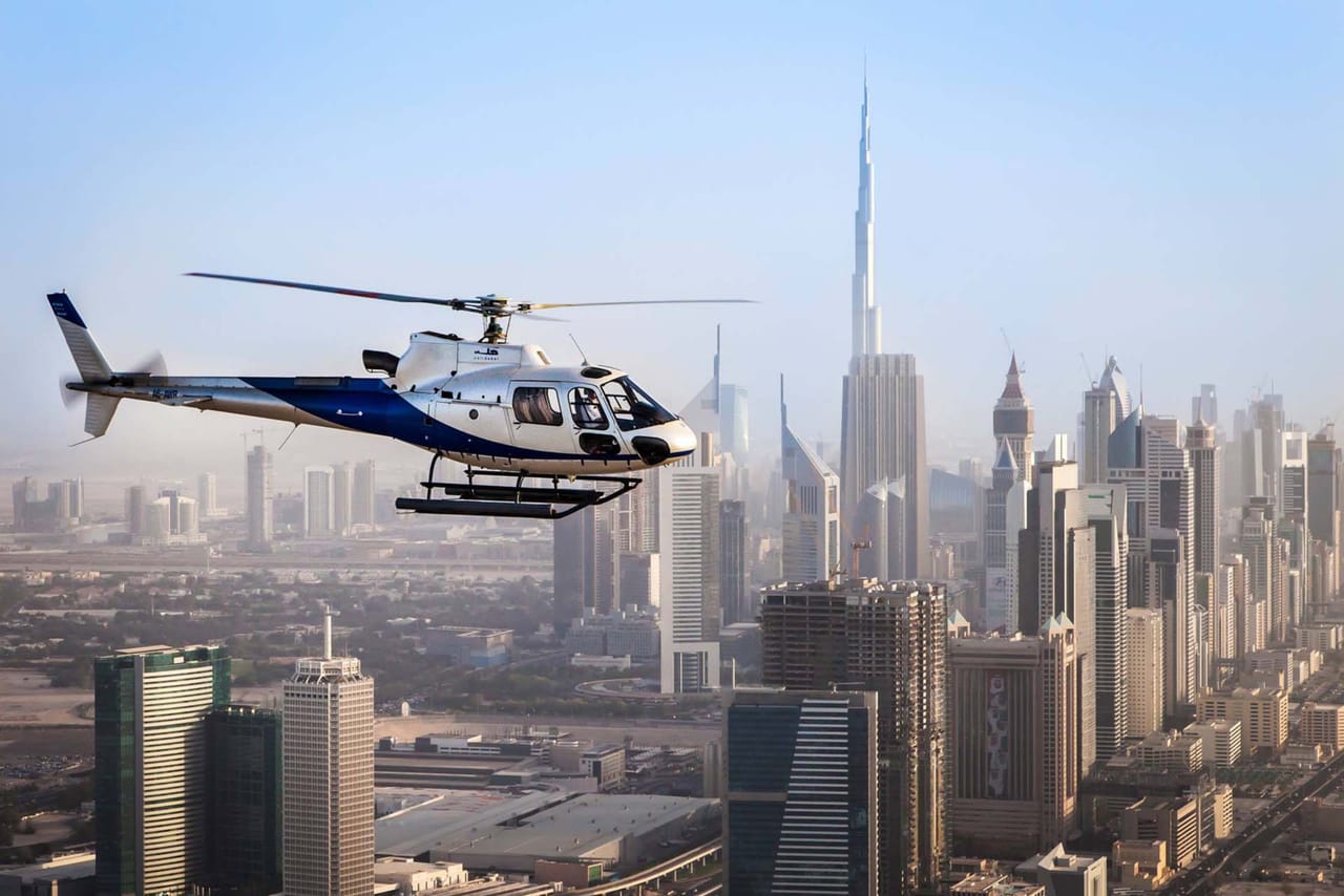 Burj Khalifa during dubai helicopter tour