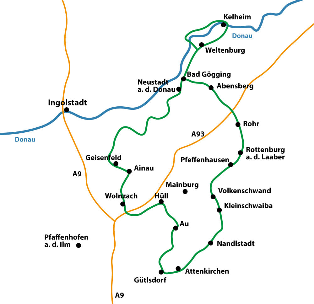 Route Radreise Hallertau