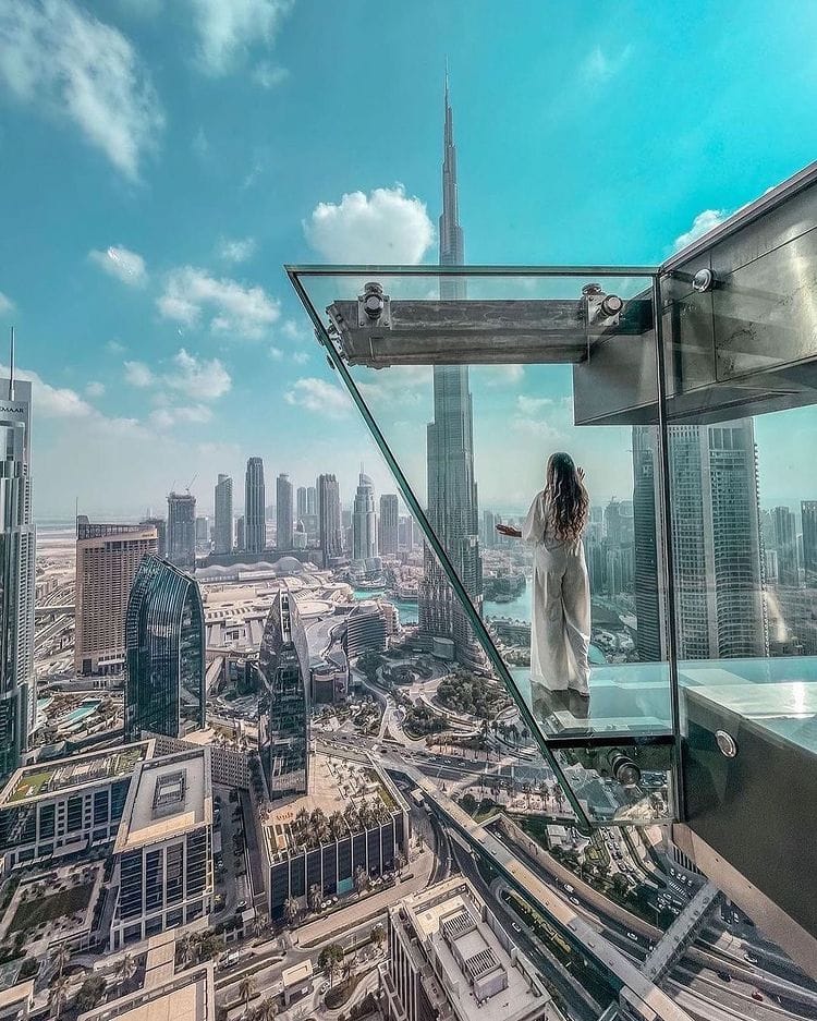 Dubai: Sky Views Observatory 360° vistas from 219.5 meters above Downtown Dubai.