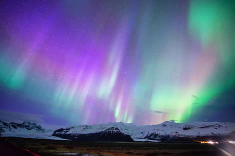 Northern Lights over Mountain in Iceland