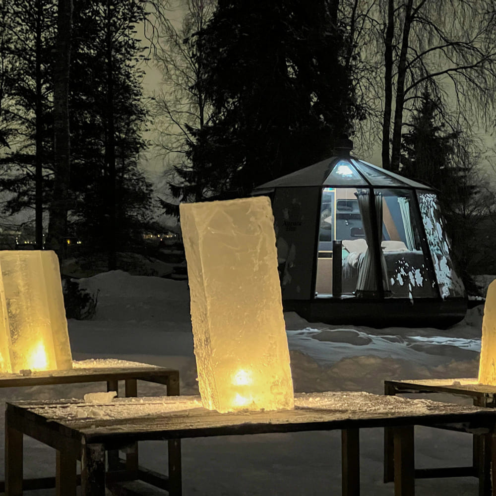 Ice sculpting blocks on the table ready to be sculpted