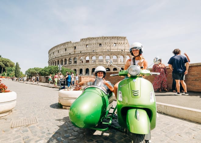 Rome City Highlights: Exclusive Semi-Private Vespa Sidecar Tour
