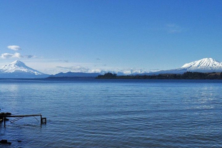 Osorno Volcano and Petrohue Falls from Puerto Varas