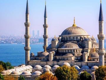 Istanbul’s iconic skyline — domes and minarets rising above the city’s historic heart.