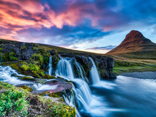 Enchanting waterfall landscape next to Kirkjufell