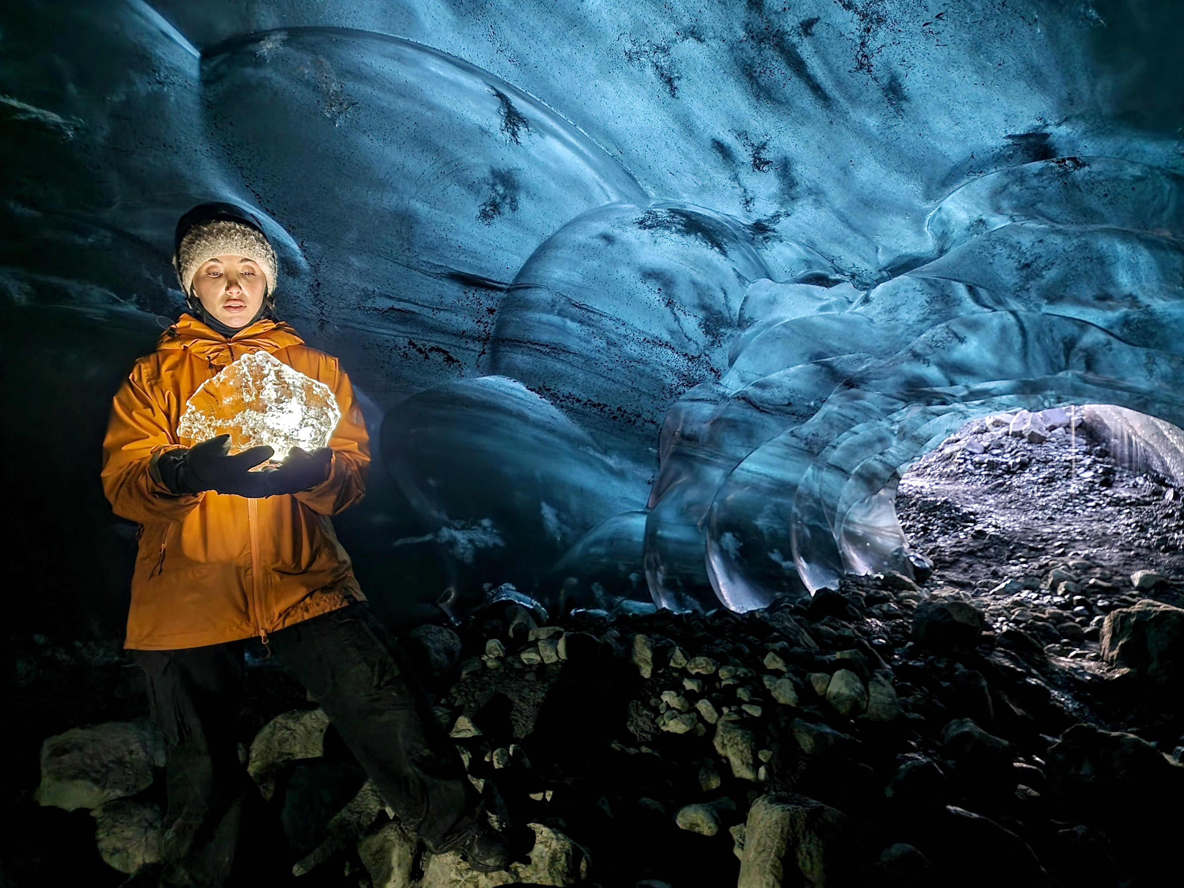 Glowing ice in Sparkle Ice cave