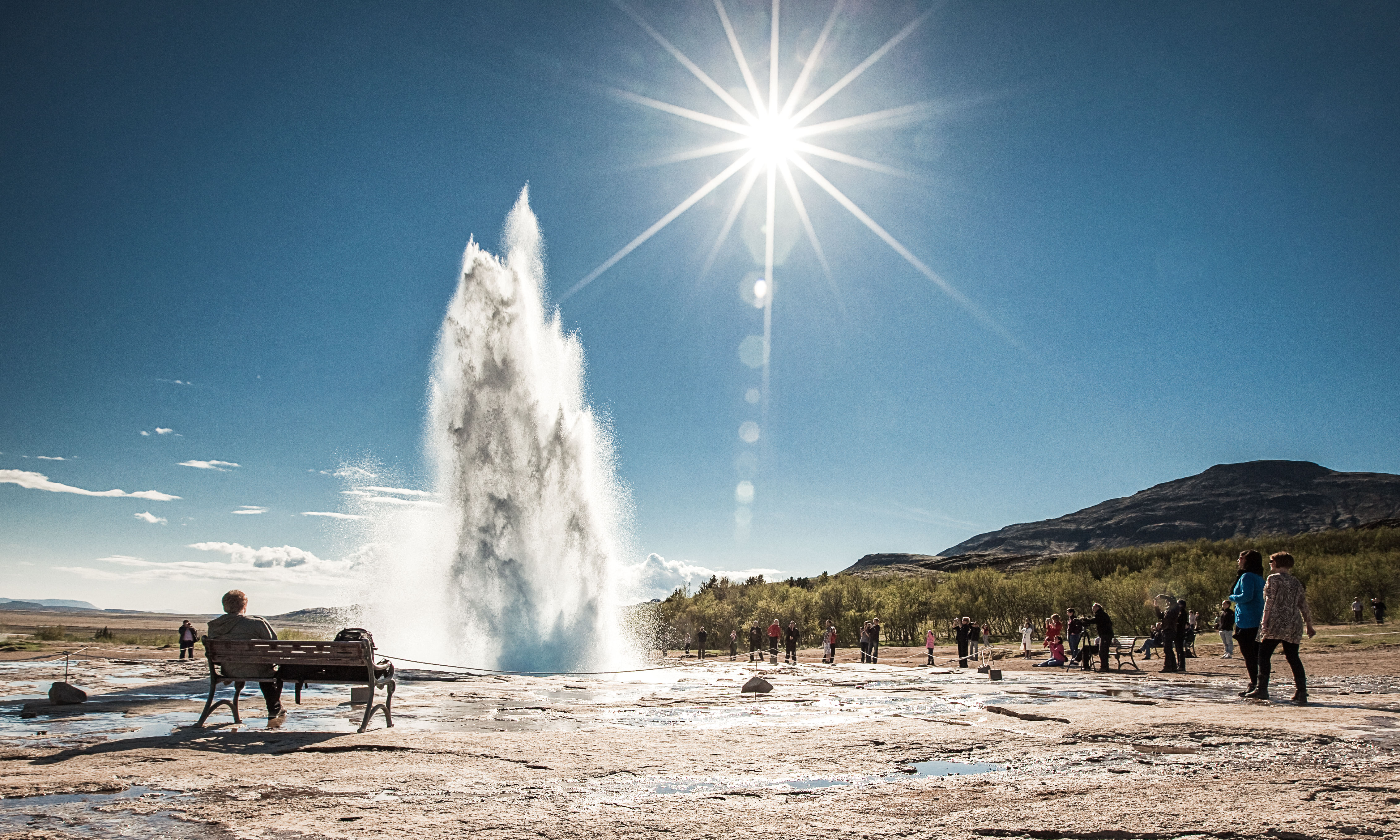 Geothermal eruption at Geysir Geothermal area