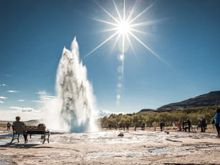 Geothermal eruption at Geysir Geothermal area