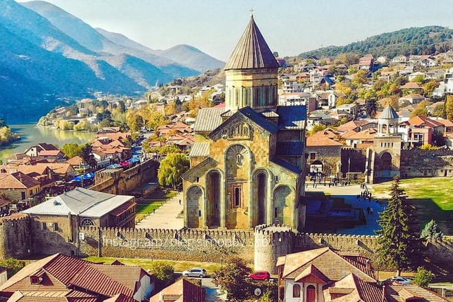 View to Svetitskhoveli Cathedral from above