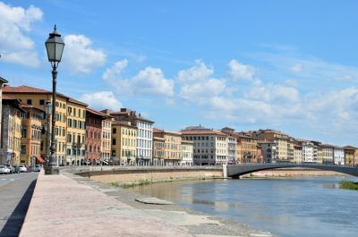 Panoramic view of Arno river in Pisa