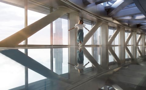 Dubai Sky View Glass Slide Experience and City Views