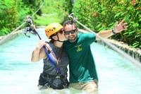 Zipline Splash: Cool down together after a thrilling ride!