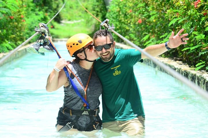 Zipline Splash: Cool down together after a thrilling ride!
