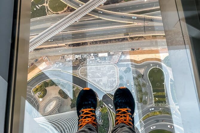 Dubai: Sky Views Observatory 360° vistas from 219.5 meters above Downtown Dubai.