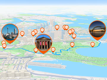 Full circuit: From the Royal Botanic Gardens (The Domain) to the port.
