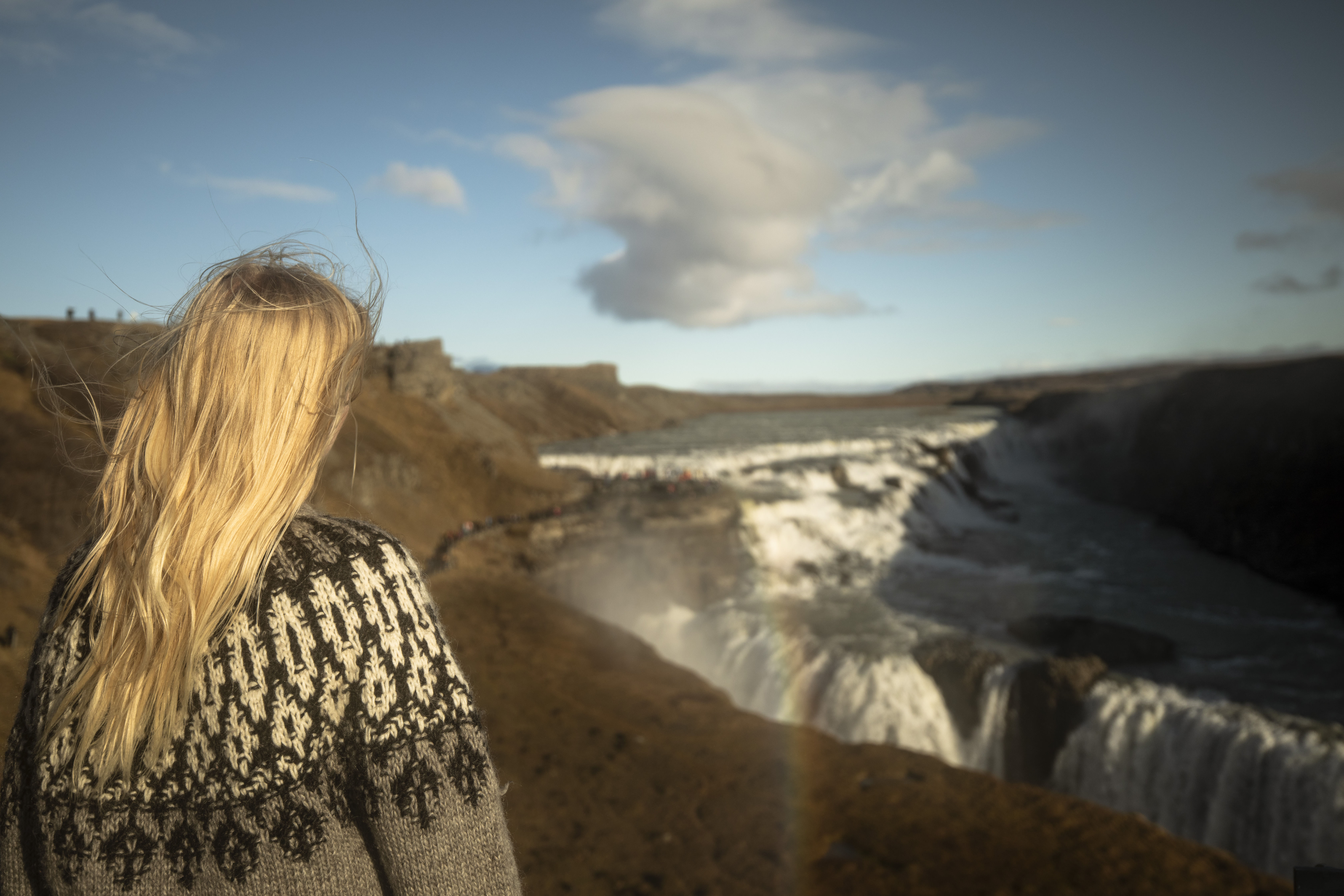 Admiring the stunning beauty of the Golden Waterfall, Gullfoss