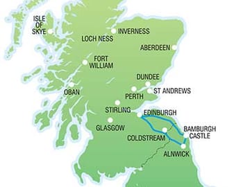 Alnwick Castle  Tour  and the Borders including admission to Alnwick Castle  and Bamburgh Castle from Edinburgh