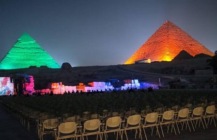 Pyramids of Giza Sound and Light Show from Cairo