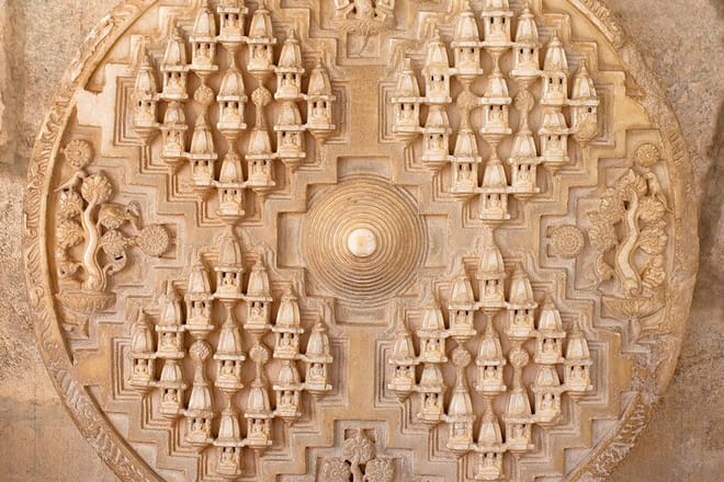 Stone carving in Rankpur Temple.