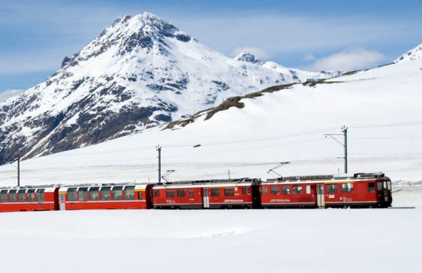Swiss Alps Bernina Red Train & St. Moritz – Full Day Trip from Milan