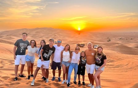 Morning Desert Safari with Camel Farm and Sandboarding in Dubai