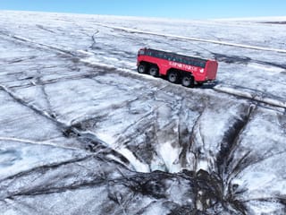 Navigate safely alongside deep crevasses, offering a thrilling yet secure journey.